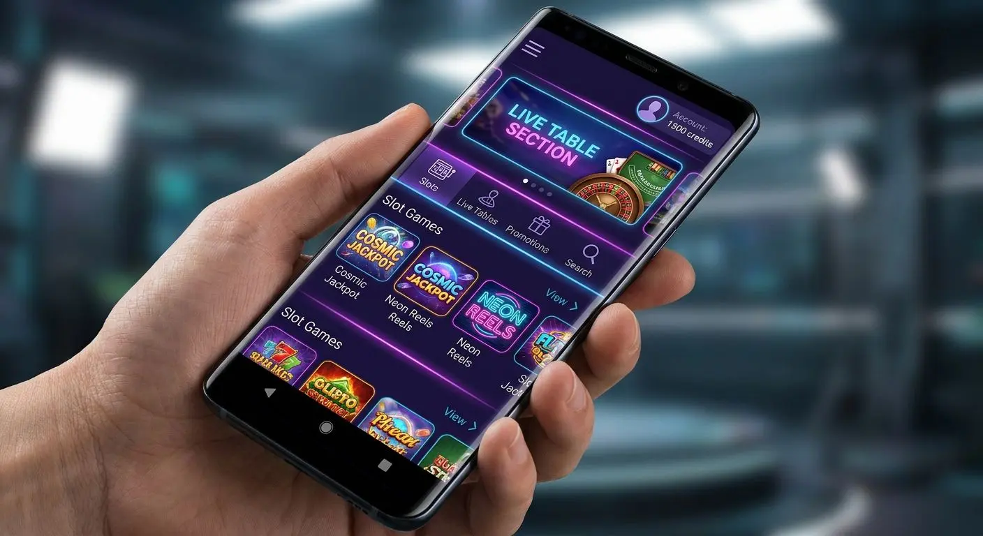 PlayOJO Android lobby screen with game categories and mobile navigation