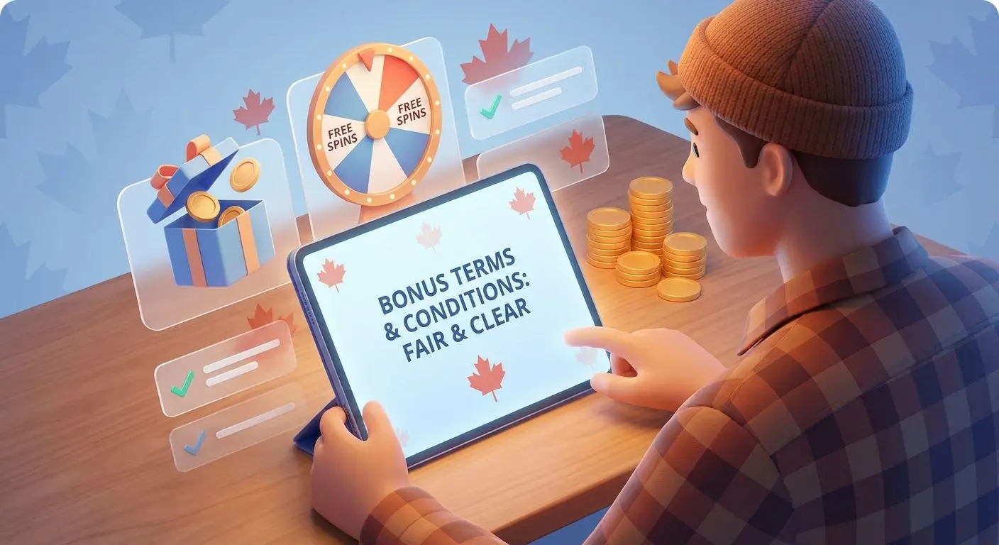 Canadian player reviewing clear bonus terms on screen