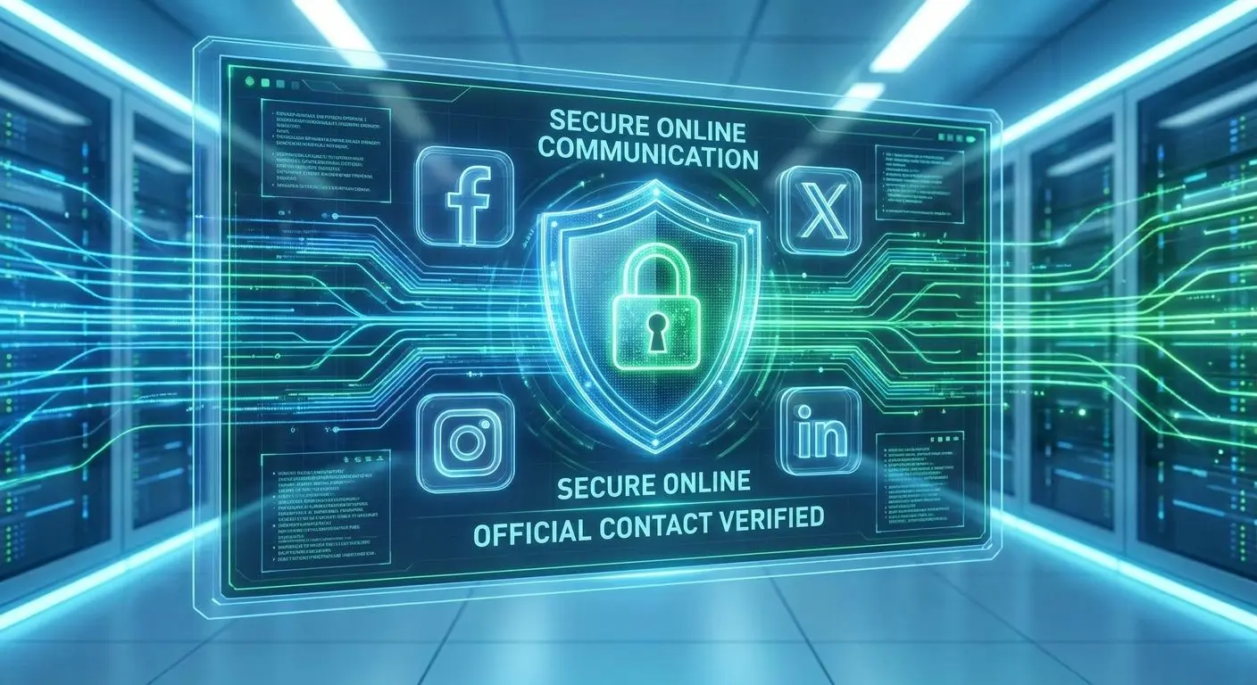 Official channels and online safety Secure online communication with verified social channels