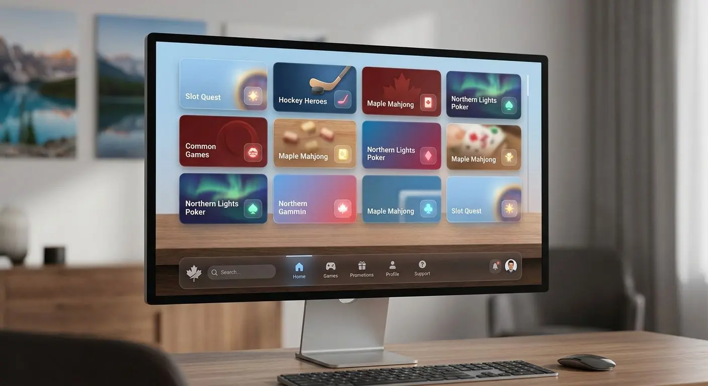 Game lobby interface with colourful cards and easy navigation