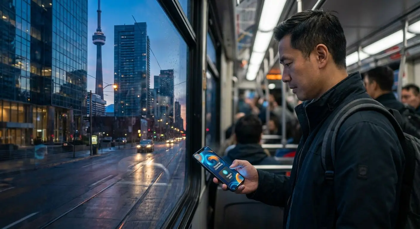 Player using mobile Interac payment flow on smartphone