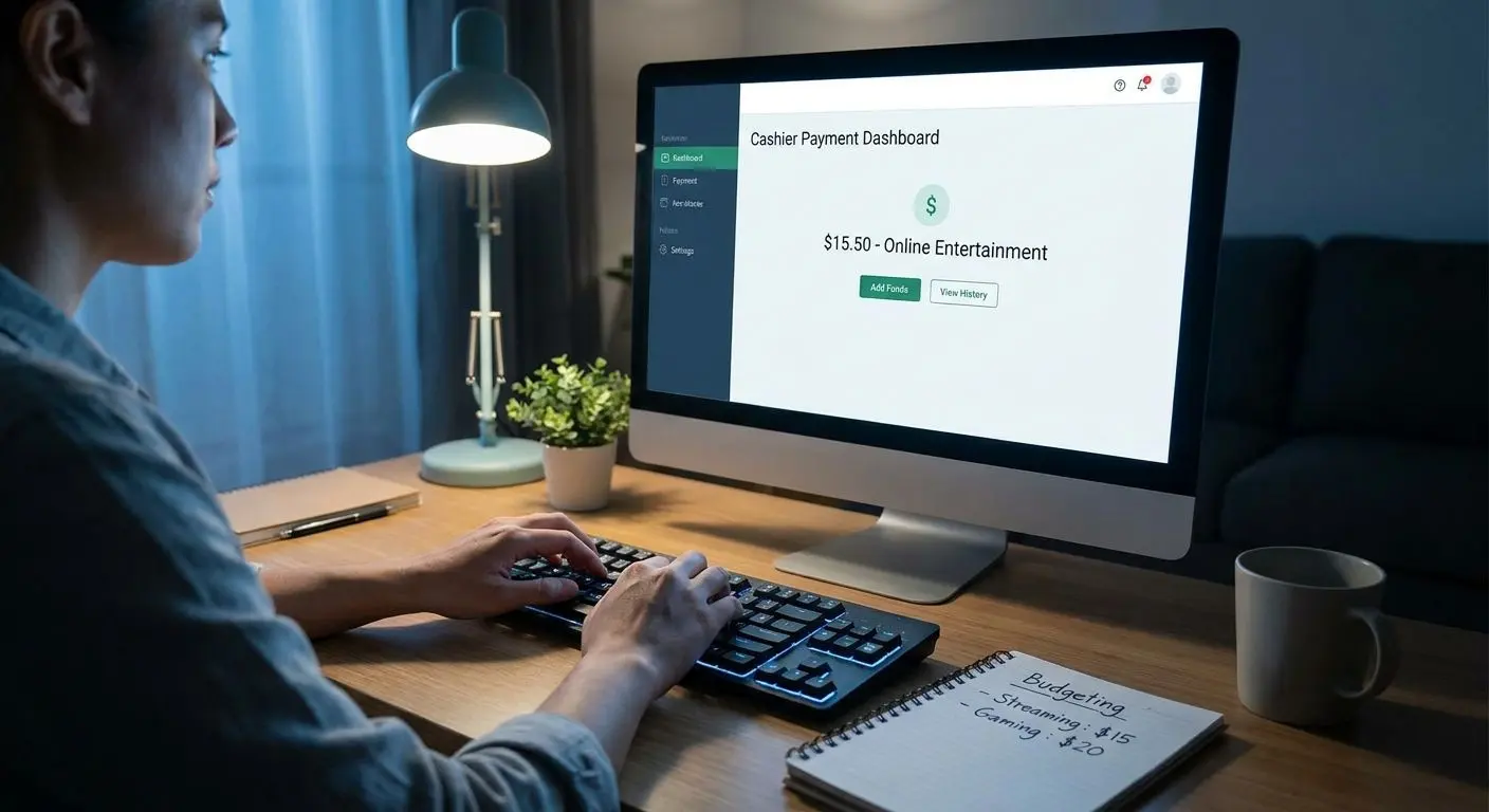 Player reviewing balance and payments on a computer