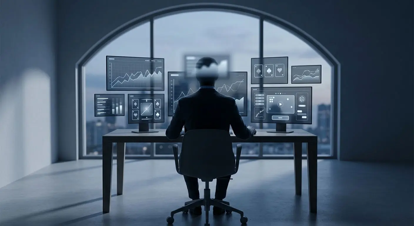 Abstract image of an iGaming specialist reviewing digital game data