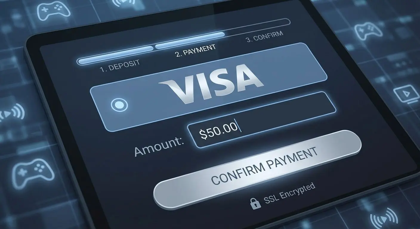 PlayOJO-style deposit screen with Visa selected for a simple payment process